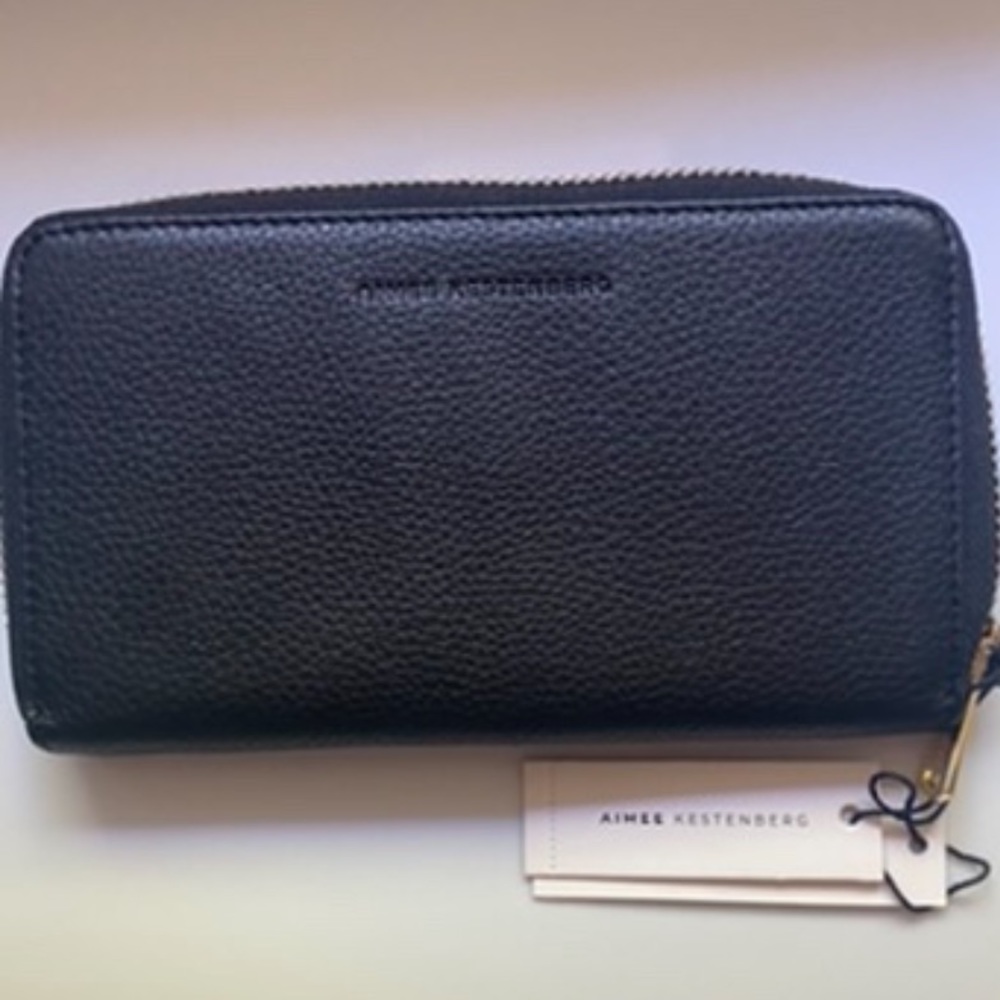 Aimee Kestenberg Romeo Wallet. Color: Black with gold zipper